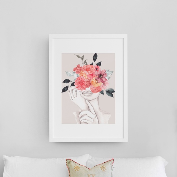 Watercolor Floral Woman Portrait Wall Art Illustration Print Poster Unframed - Picture 6 of 17